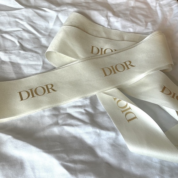 Authentic Dior Gift Wrapping Ribbon | 2" Wide | Gold Holiday - Picture 2 of 2